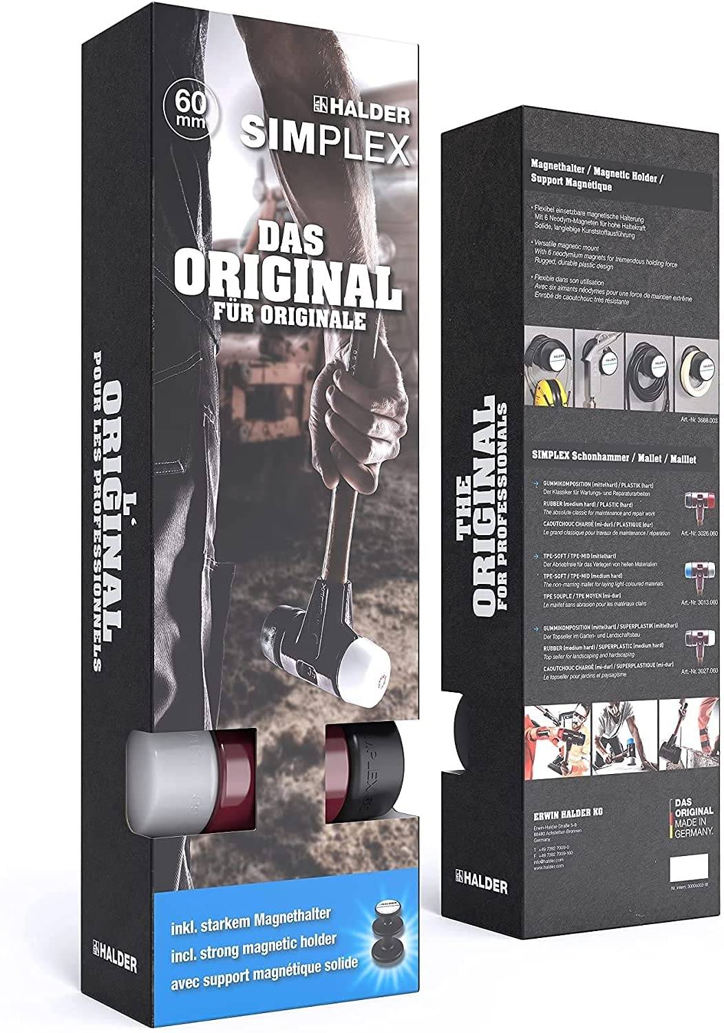 HALDER Aktionsbox SIMPLEX Schonhammer 60mm + Magnethalter