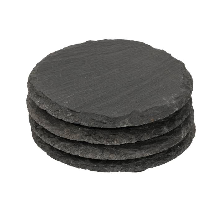 4 x Schiefer Untersetzer Rund Ø 10 cm
