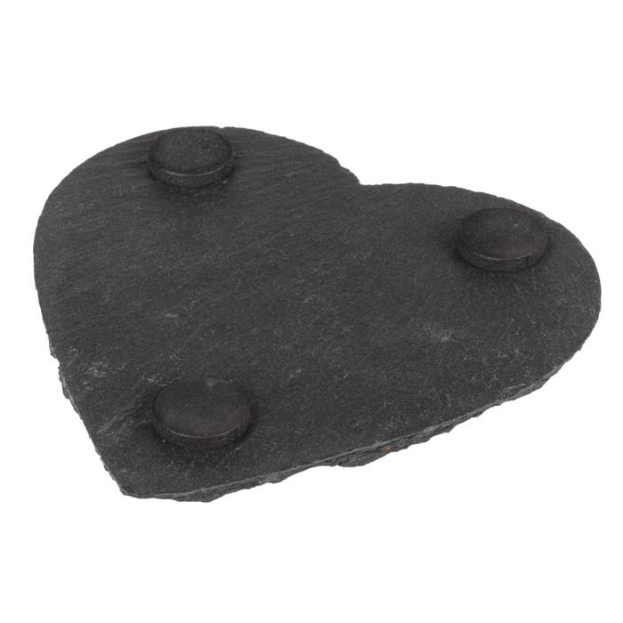 4 x Schiefer Untersetzer Herzform ca. 10 cm