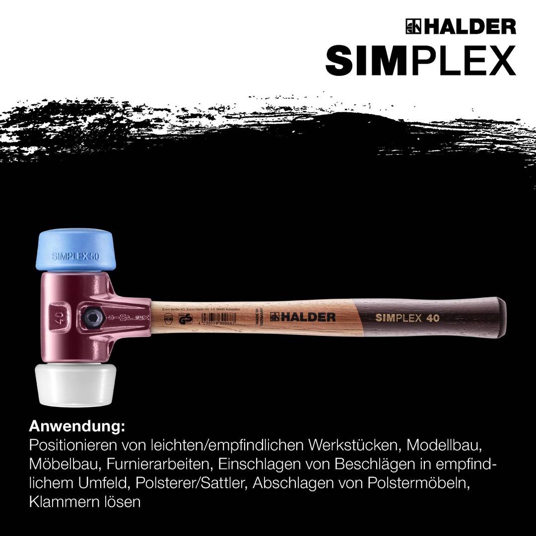 HALDER SIMPLEX Schonhammer Ø 50:40 mm TPE-soft blau / Superplastik weiß