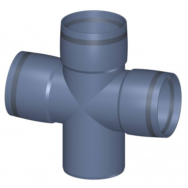 PoloPlast POLO KAL XS Doppelabzweig DN 90/90/90, 87,5 Grad, Horizontal