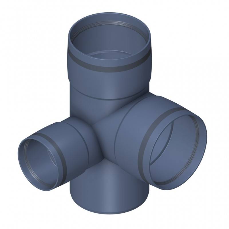 PoloPlast POLO KAL XS Doppelabzweig DN 110/75/110, 87,5 Grad, Eck