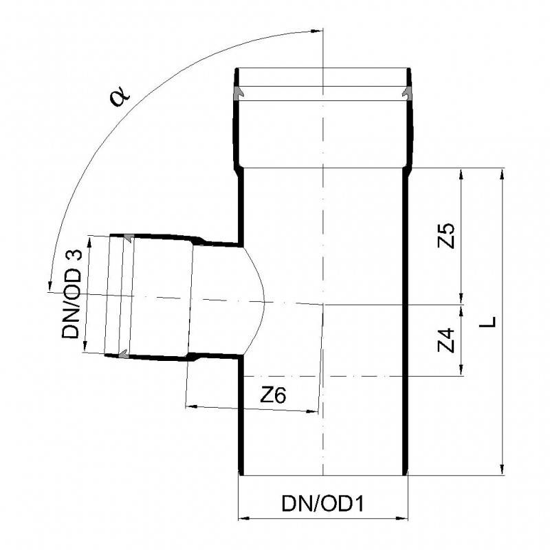 PoloPlast POLO KAL XS Doppelabzweig DN 110/75/110, 87,5 Grad, Eck