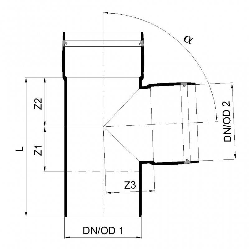PoloPlast POLO KAL XS Doppelabzweig DN 110/75/110, 87,5 Grad, Eck