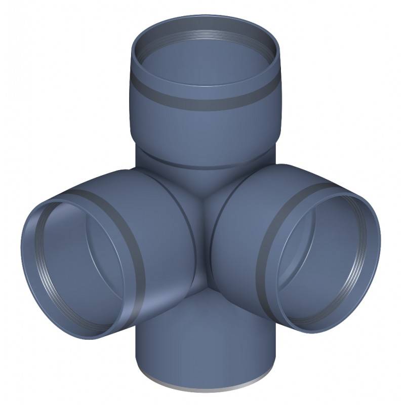 PoloPlast POLO KAL XS Doppelabzweig DN 90/90/90, 87,5 Grad, Eck