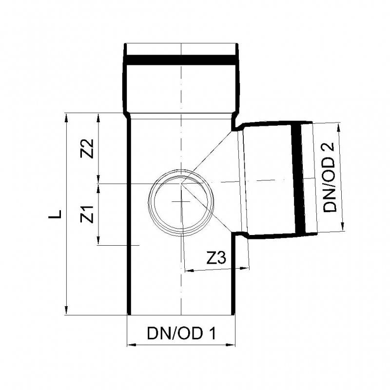 PoloPlast POLO KAL XS Doppelabzweig DN 90/50/90, 87,5 Grad, Eck