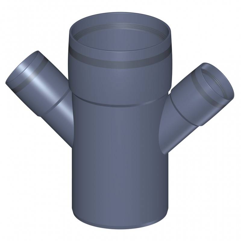 PoloPlast POLO KAL XS Doppelabzweig DN 110/50/50, 45 Grad, Horizontal