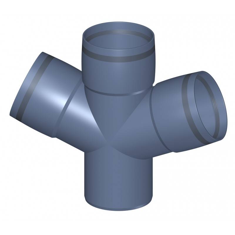 PoloPlast POLO KAL XS Doppelabzweig DN 90/90/90, 67,5 Grad, Horizontal