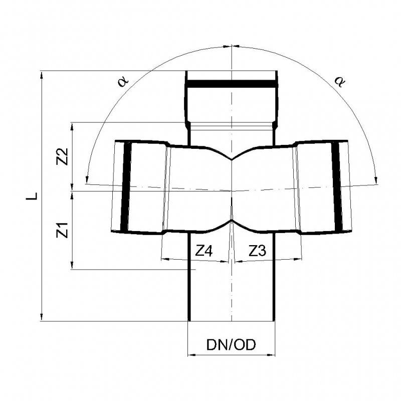 PoloPlast POLO KAL XS Kombiabzweig DN 110/110/110, 87,5 Grad