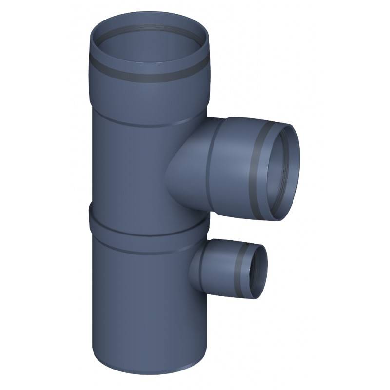 PoloPlast POLO KAL XS Doppelabzweig DN 110/90/50, 87,5 Grad, vertikal