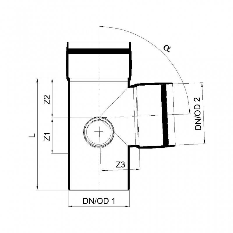 PoloPlast POLO KAL XS Doppelabzweig DN 110/50/110, 87,5 Grad, Eck