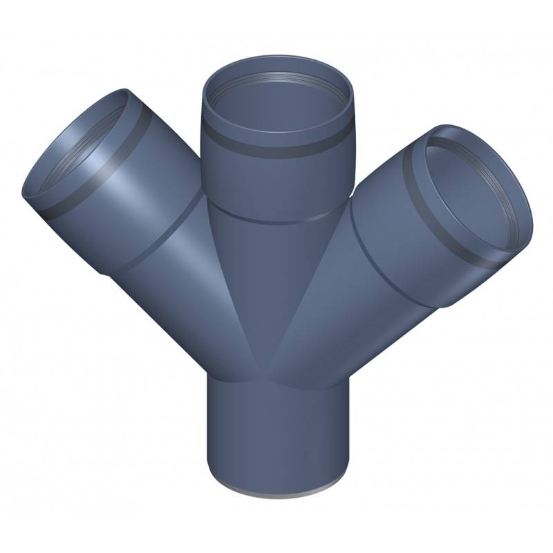 PoloPlast POLO KAL XS Doppelabzweig DN 75/75/75, 45 Grad, Horizontal