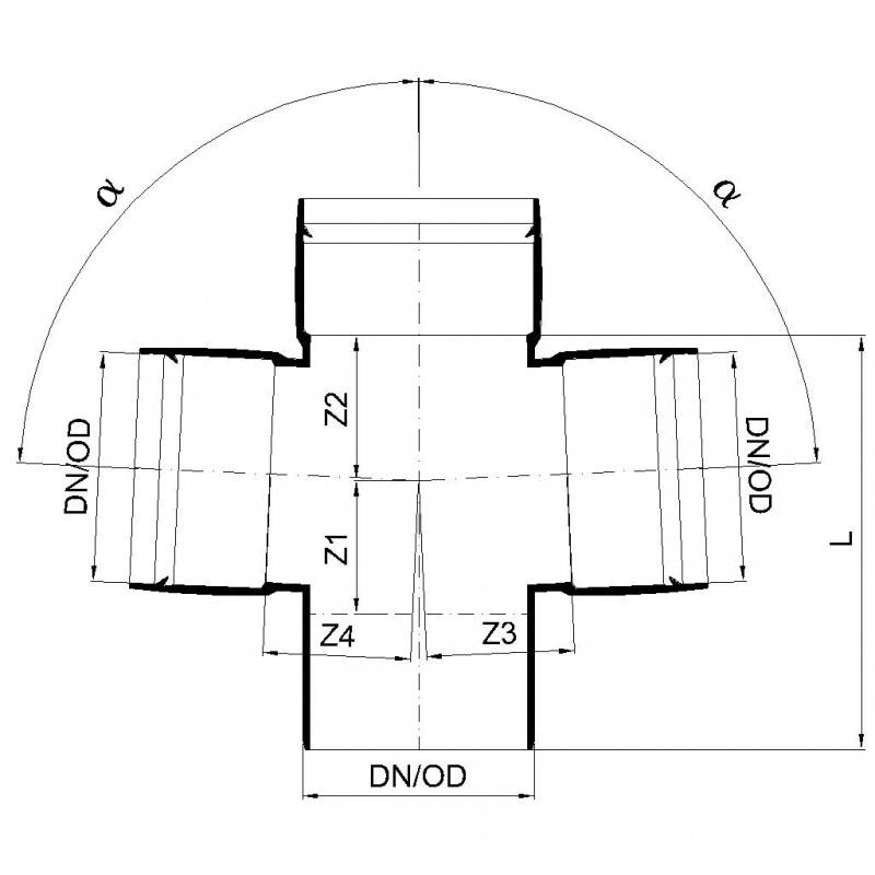 PoloPlast POLO KAL XS Doppelabzweig DN 110/110/110, 87,5 Grad, Horizontal