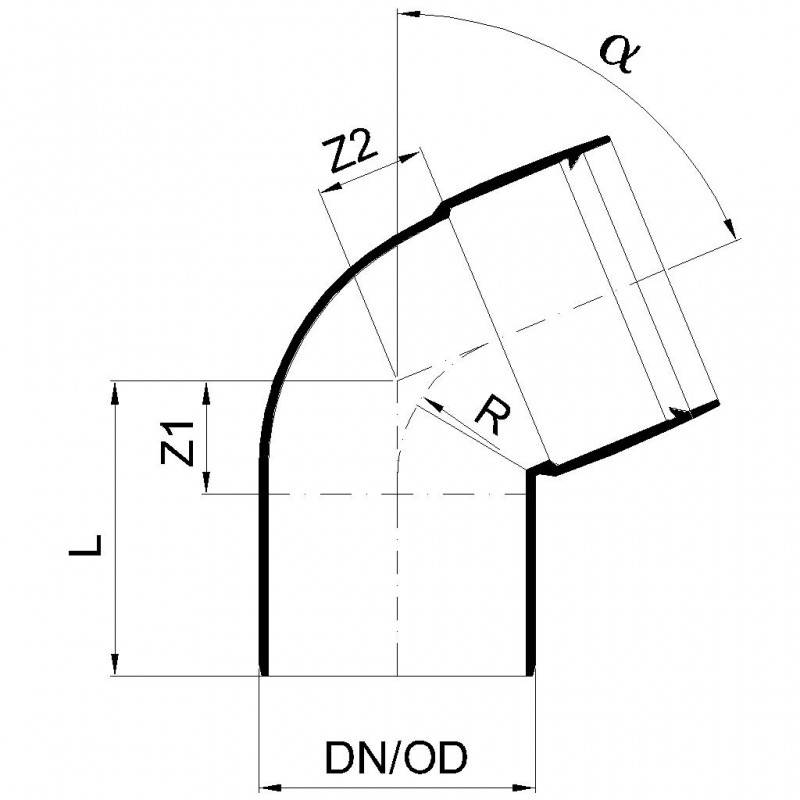 PoloPlast POLO KAL XS Bogen DN 90, 67,5 Grad