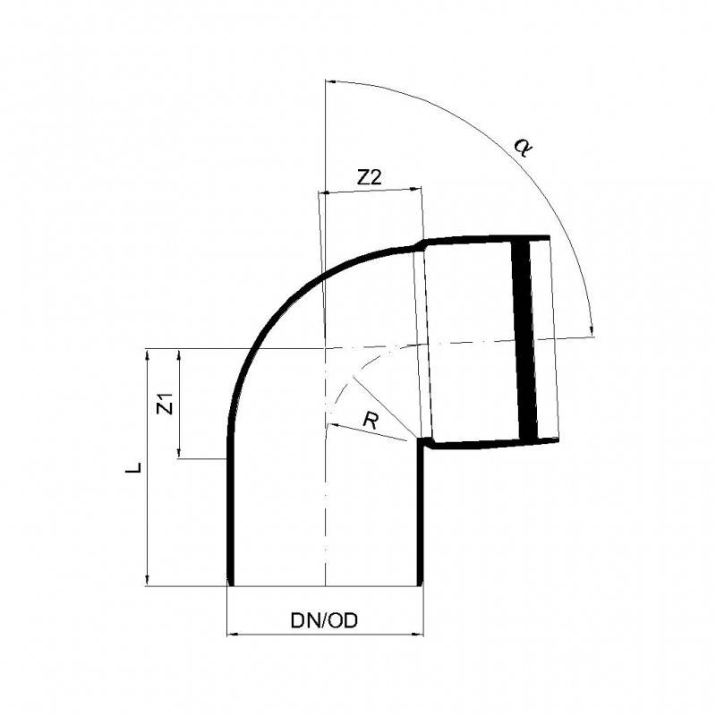 PoloPlast POLO KAL XS Bogen DN 90, 87,5 Grad
