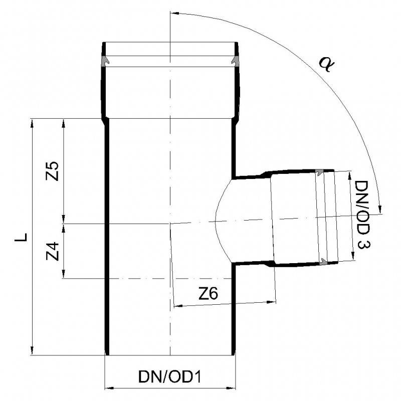 PoloPlast POLO KAL XS Doppelabzweig DN 110/110/75, 87,5 Grad, Eck