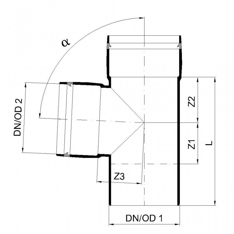 PoloPlast POLO KAL XS Doppelabzweig DN 110/110/75, 87,5 Grad, Eck
