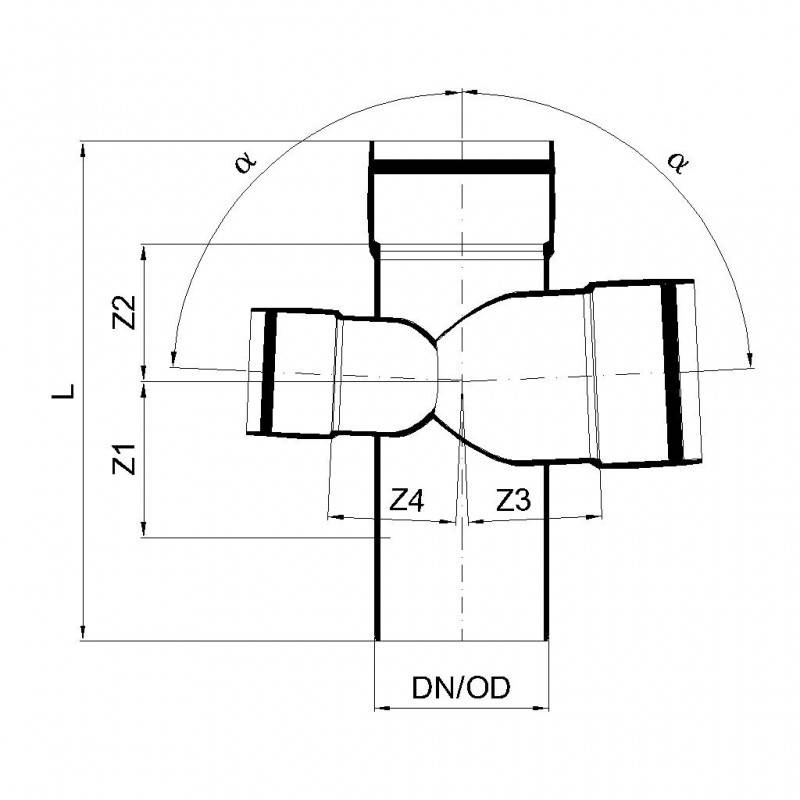 PoloPlast POLO KAL XS Kombiabzweig DN 110/75/110, 87,5 Grad