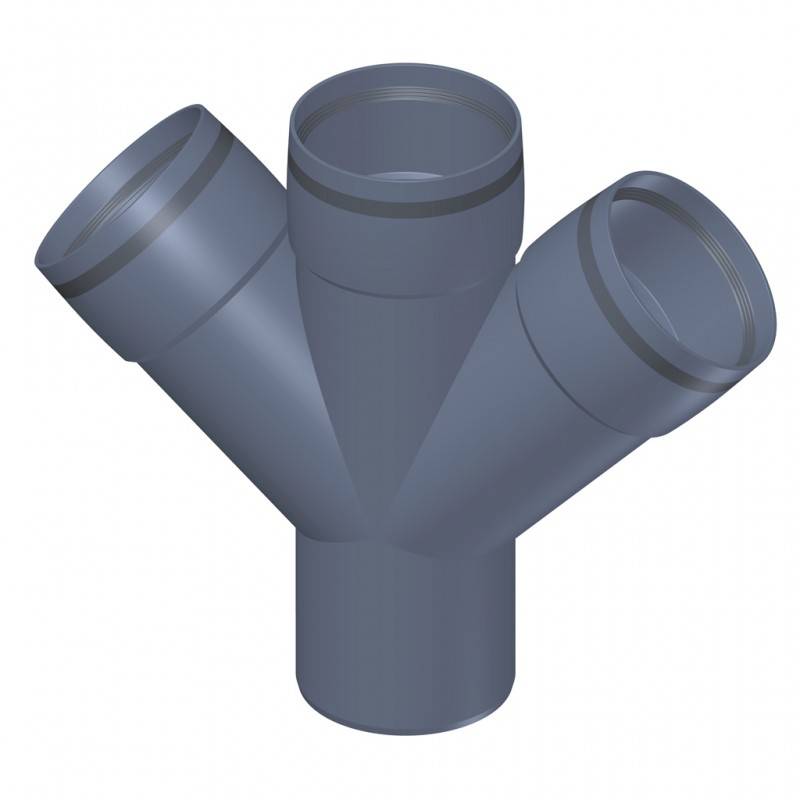 PoloPlast POLO KAL XS Doppelabzweig DN 110/110/110, 45 Grad, Horizontal