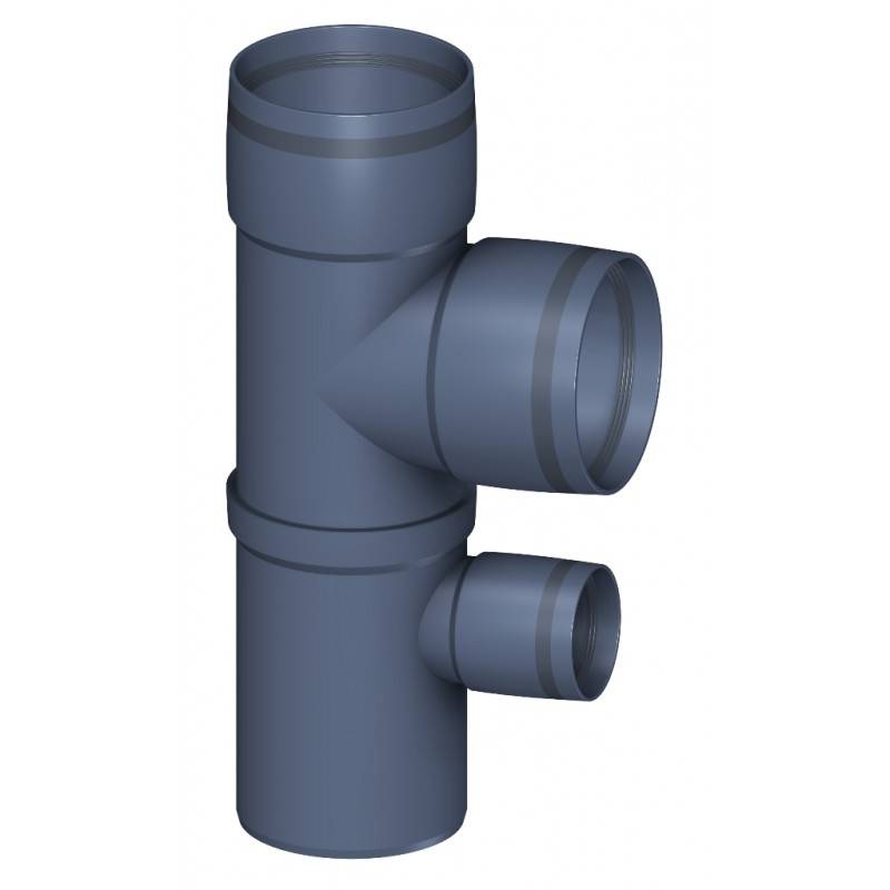 PoloPlast POLO KAL XS Doppelabzweig DN 90/90/50, 87,5 Grad, vertikal