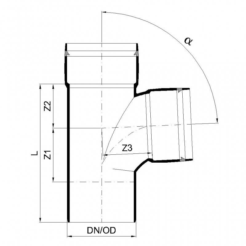 PoloPlast POLO KAL XS Abzweig DN 110/110, 87,5 Grad