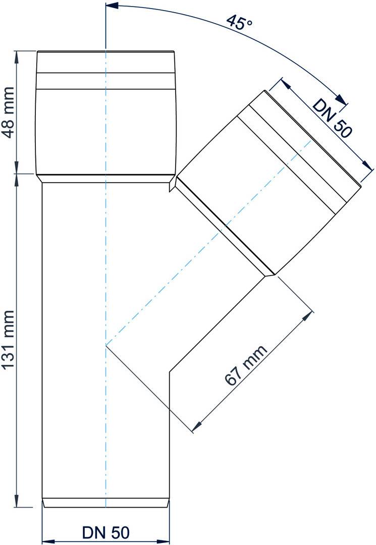 PoloPlast POLO KAL XS Abzweig DN 50/50, 45 Grad