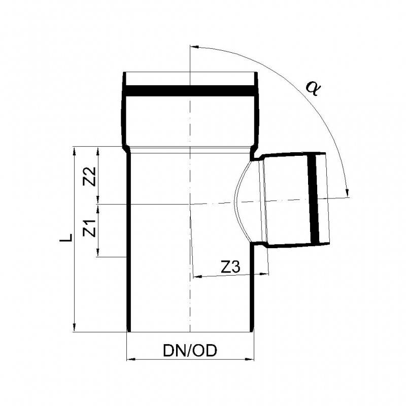 PoloPlast POLO KAL XS Abzweig DN 110/75, 87,5 Grad