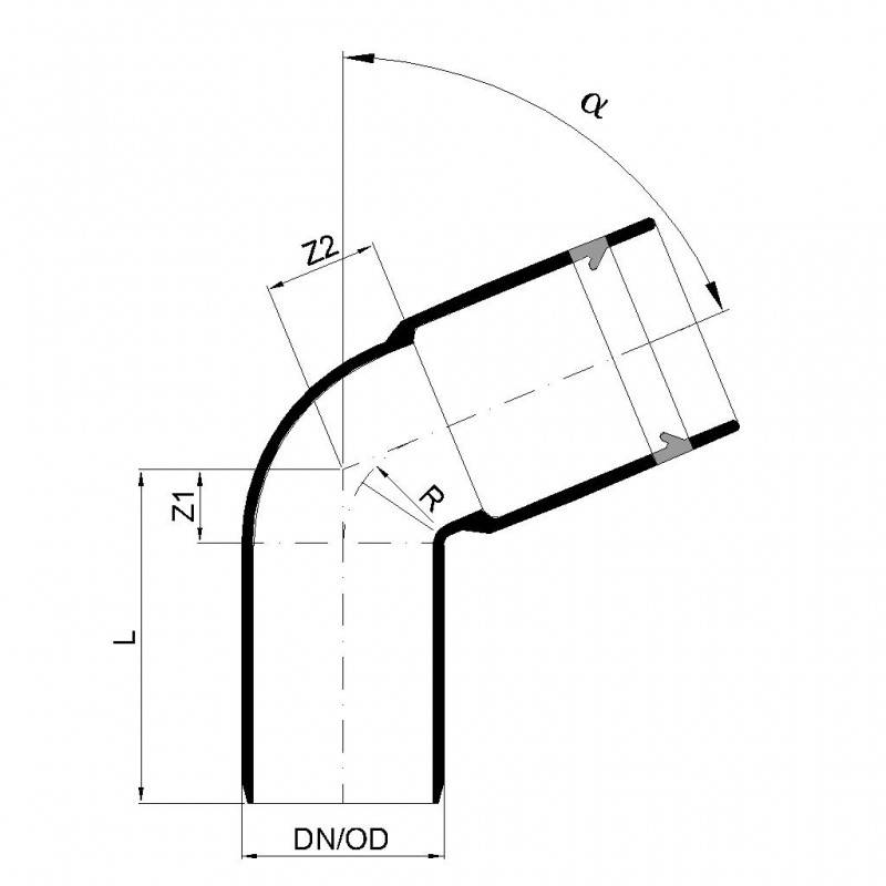 PoloPlast POLO KAL XS Bogen DN 32, 67,5 Grad