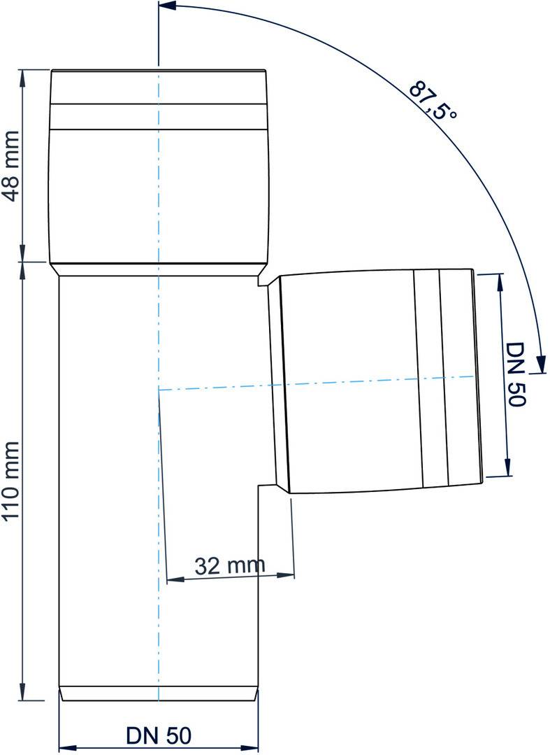 PoloPlast POLO KAL XS Abzweig DN 50/50, 87,5 Grad
