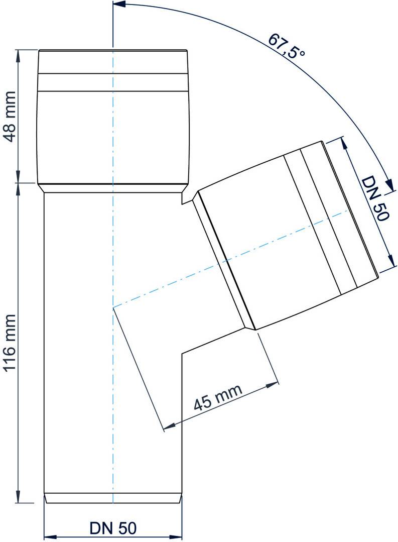 PoloPlast POLO KAL XS Abzweig DN 50/50, 67,5 Grad