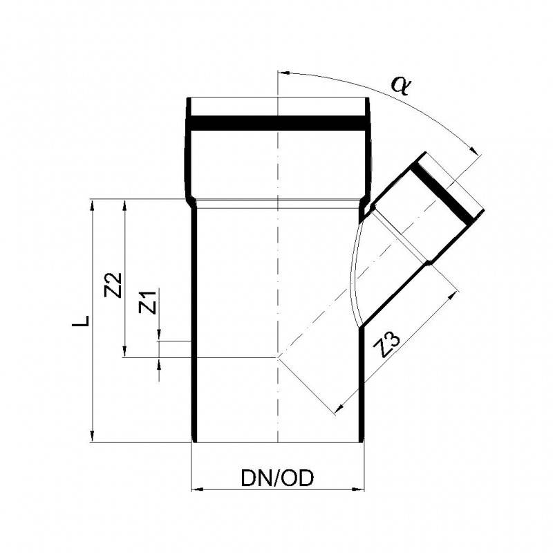 POLOPLAST POLO-KAL XS Abzweig DN 110/50/45, 1 Stk.