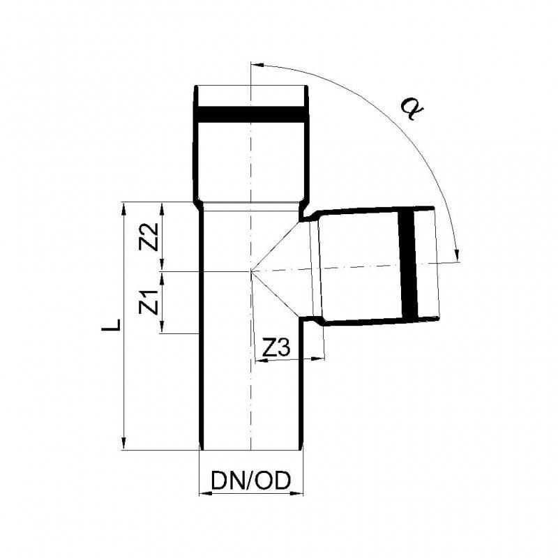 PoloPlast POLO KAL XS Abzweig DN 40/40, 87,5 Grad