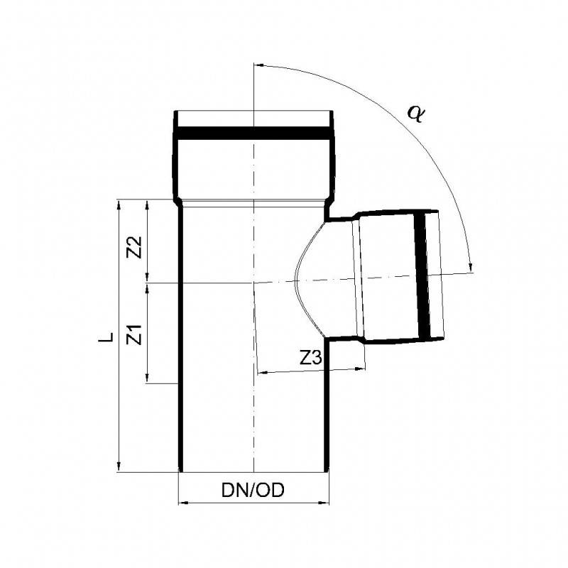 PoloPlast POLO KAL XS Abzweig DN 110/90, 87,5 Grad