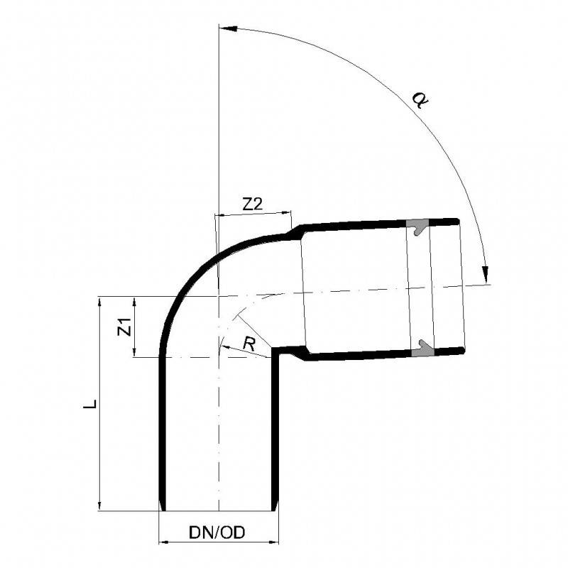 PoloPlast POLO KAL XS Bogen DN 32, 87,5 Grad