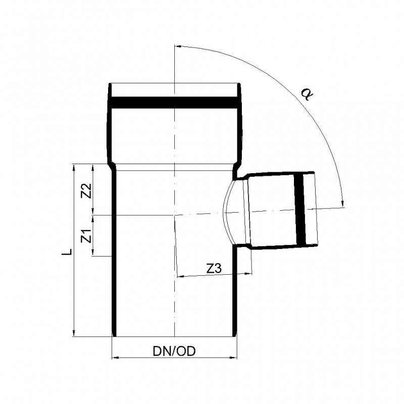 PoloPlast POLO KAL XS Abzweig DN 90/50, 87,5 Grad
