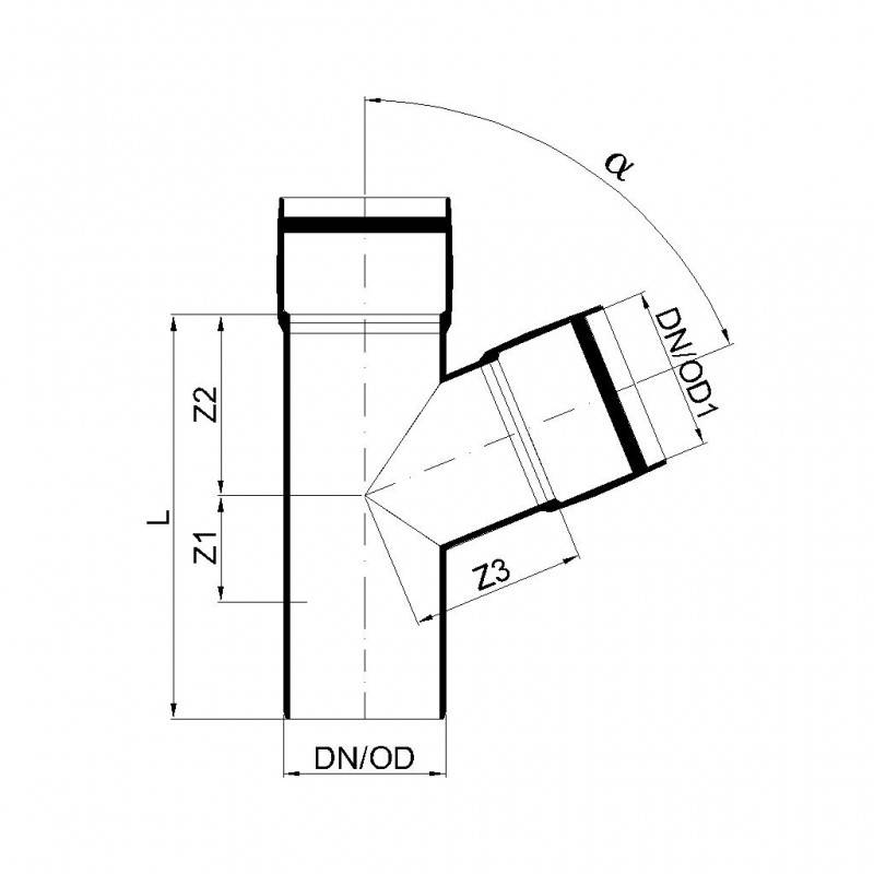 PoloPlast POLO KAL XS Abzweig DN 75/75, 67,5 Grad