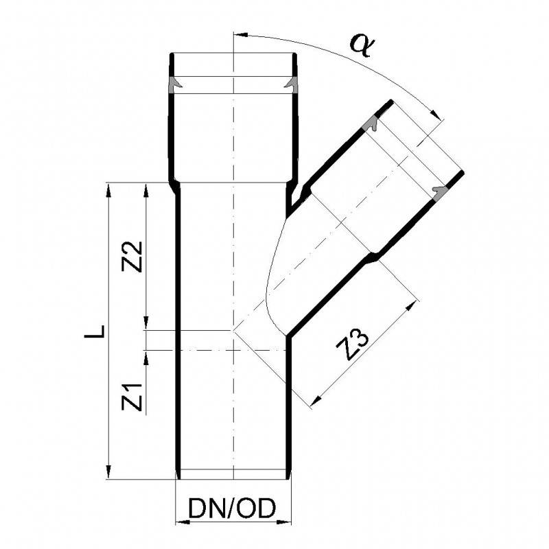 PoloPlast POLO KAL XS Abzweig DN 40/32, 45 Grad