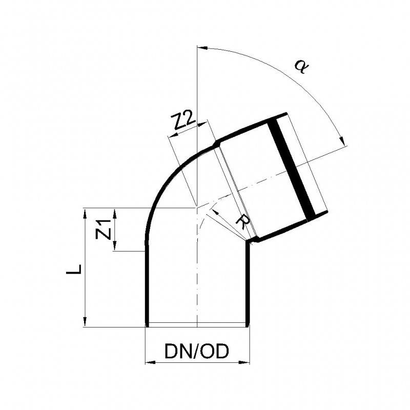 PoloPlast POLO KAL XS Bogen DN 75, 67,5 Grad