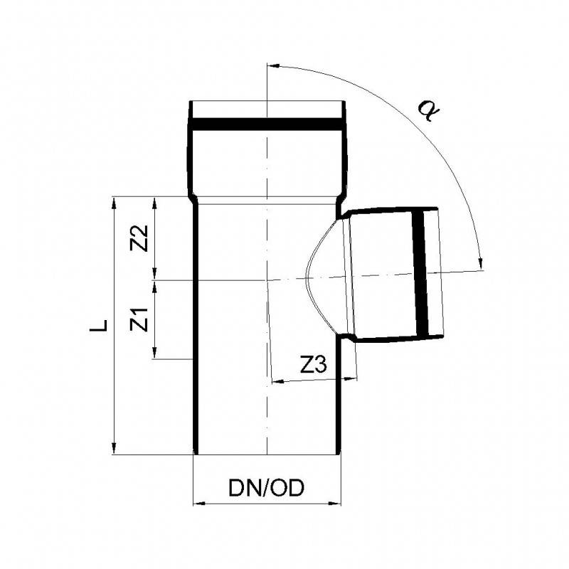 PoloPlast POLO KAL XS Abzweig DN 90/75, 87,5 Grad