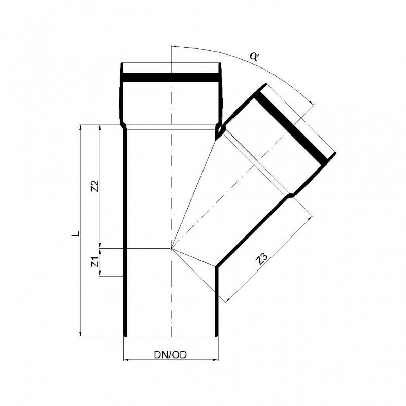 PoloPlast POLO KAL XS Abzweig DN 90/90, 45 Grad