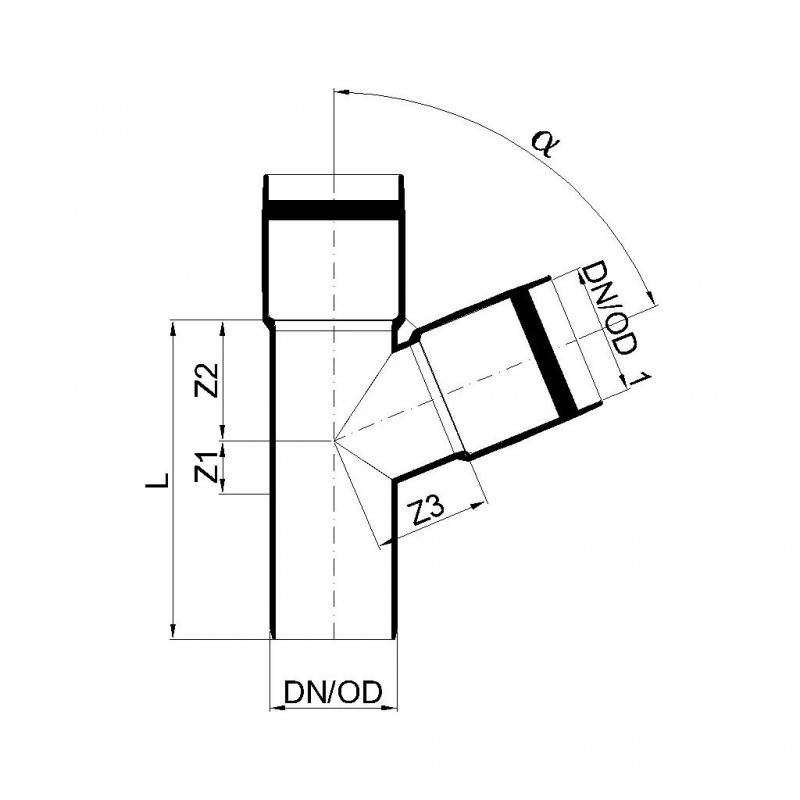PoloPlast POLO KAL XS Abzweig DN 40/40, 67,5 Grad