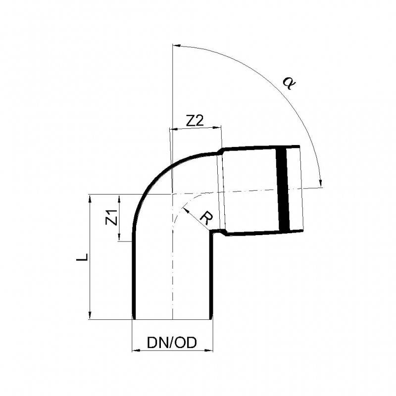 PoloPlast POLO KAL XS Bogen DN 50, 87,5 Grad