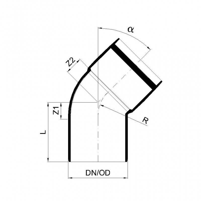 PoloPlast POLO KAL XS Bogen DN 75, 45 Grad
