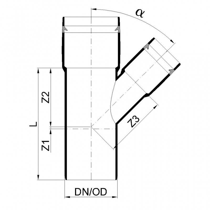 PoloPlast POLO KAL XS Abzweig DN 50/32, 45 Grad