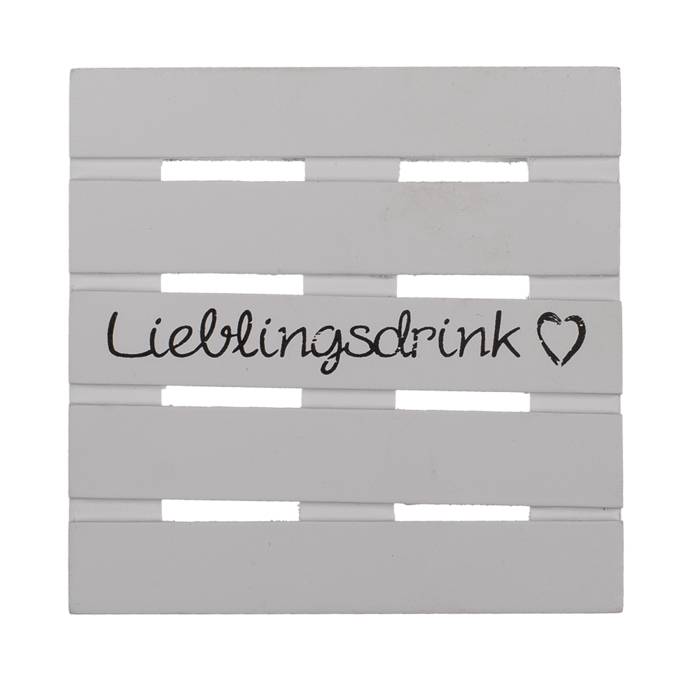 4 x Untersetzer Palette aus Holz Lieblingsdrink weiß