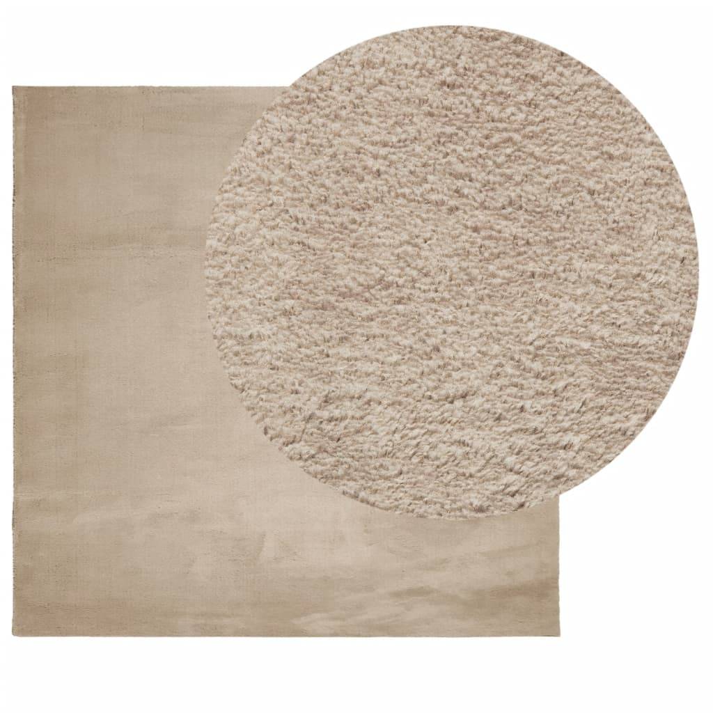 vidaXL Teppich HUARTE Kurzflor Weich und Waschbar Sandfarben 120x120cm