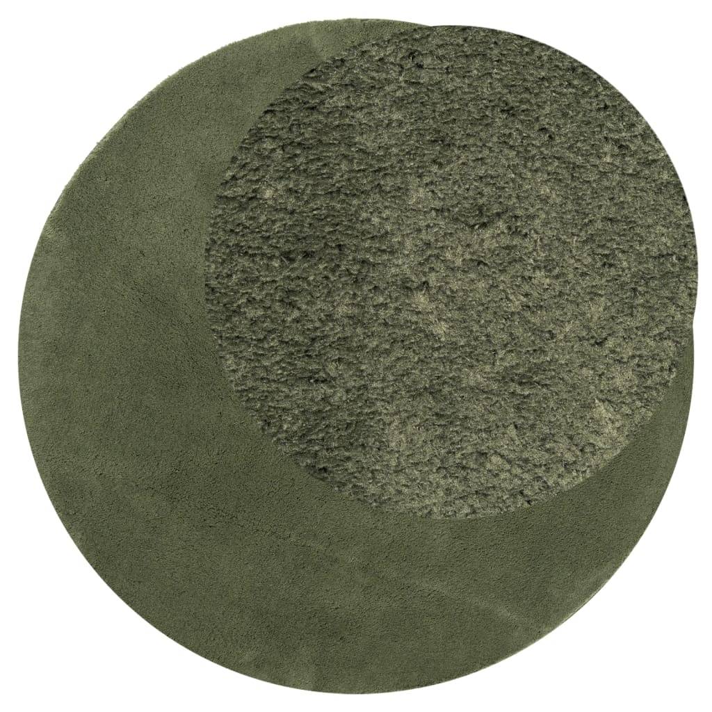 vidaXL Teppich HUARTE Kurzflor Weich und Waschbar Waldgrün Ø 100 cm