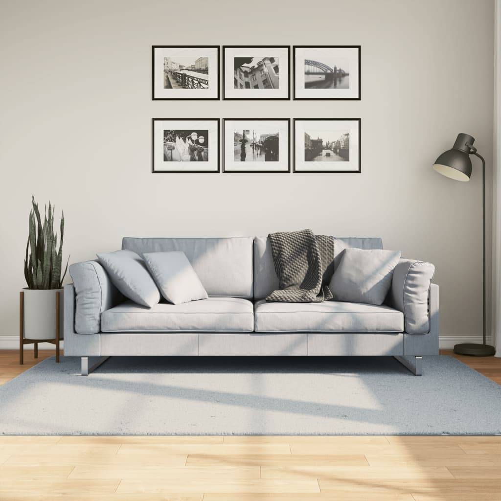 vidaXL Teppich HUARTE Kurzflor Weich und Waschbar Blau 140x200 cm
