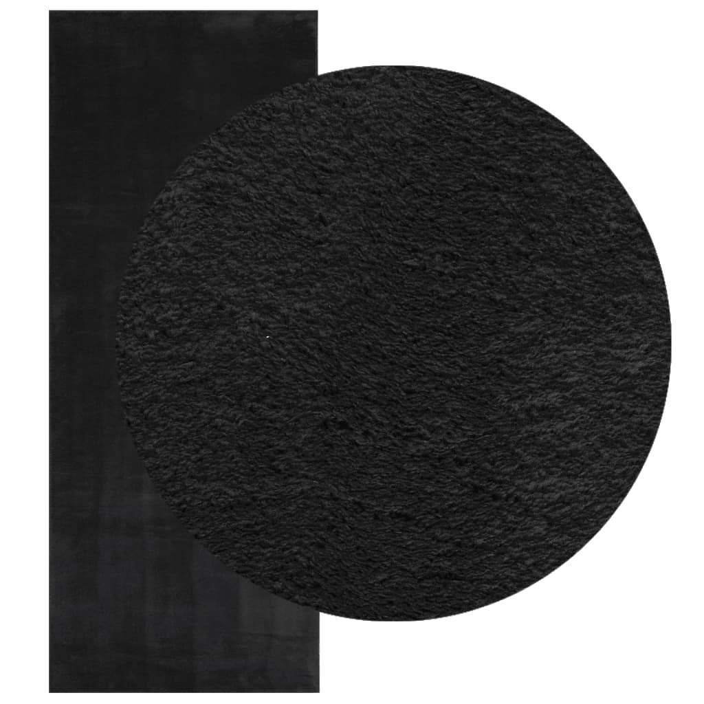 vidaXL Teppich HUARTE Kurzflor Weich und Waschbar Schwarz 80x200 cm