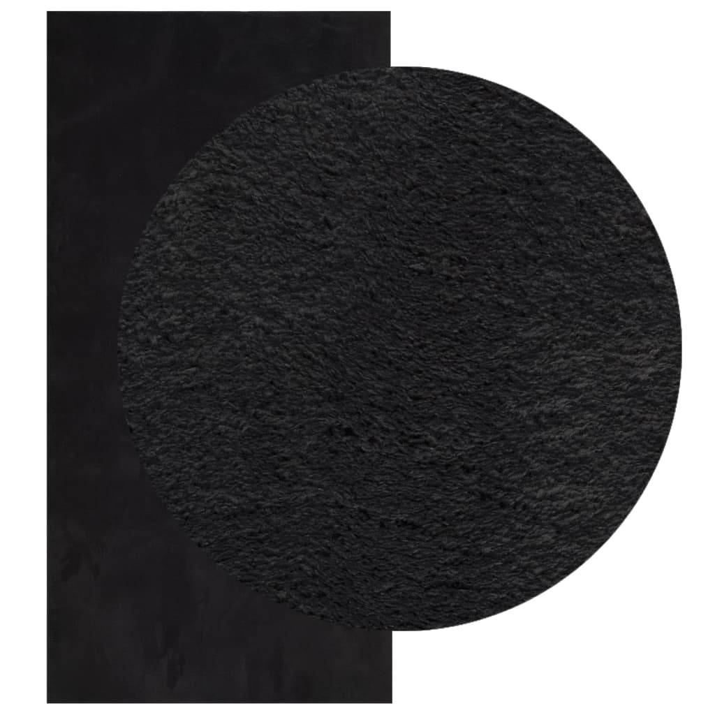 vidaXL Teppich HUARTE Kurzflor Weich und Waschbar Schwarz 100x200 cm